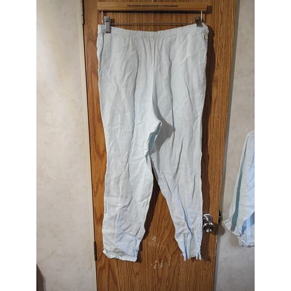 Vntg 90s Linen Pajama Set XS Subtle Tones USA Minimalist Loungewear Cottagecore - Picture 10 of 14